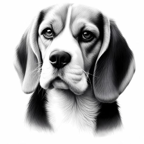 Beagle Head - Black/White Portrait - A.D. Visual Danny Tattoo, Head Portrait Drawing, Drawing Dogs, Black White Portrait, Art Disco, Old Fisherman, Head Portrait, Reflection Art, Geisha Art