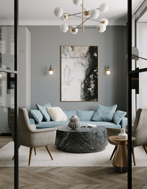 Powder Blue Home Decor, Living Room Design Blue, Budget Friendly Living Room, Living Room Color Schemes, Blue Home Decor, Blue Living Room, House Interior Decor, Living Room Inspo, Living Room Grey