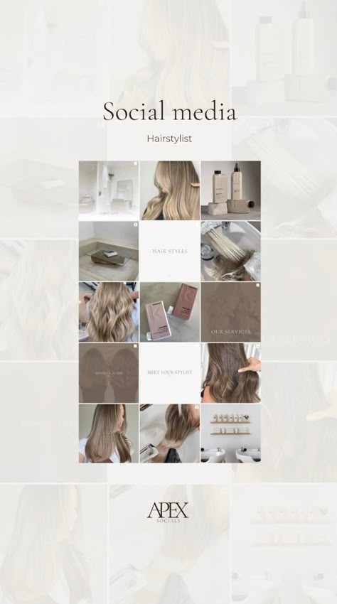 Instagram feed for hair dresser. Hair Salon Ig Feed, Hair Salon Instagram Grid, Instagram Hair Business Page Layout, Aesthetic Hair Instagram Feed, Canva Hairstylist, Hair Salon Social Media Posts, Hairstylist Social Media Posts, Hair Salon Instagram Feed, Hair Instagram Feed