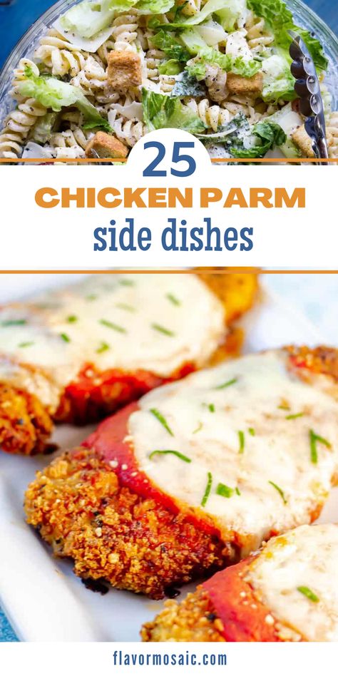 Pasta Side Dishes For Chicken Parmesan, What To Eat With Chicken Parmesan, Chicken Parmesan Sides Dishes Ideas, Chicken Parm Dinner Sides, Sides To Go With Chicken Parmesan, Chicken Parmesan Dinner Sides, Parmesan Chicken Sides, Side Dishes For Italian Chicken, Side For Chicken Parmesan