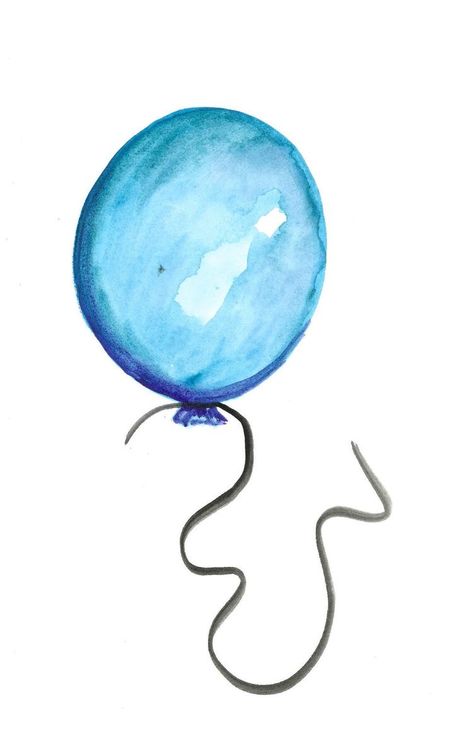 B Is For Balloon, Tattoo Designs Vintage, Balloon Watercolor, Balloon Tattoo, Balloon Painting, Watercolor Birthday Cards, Happy Birthday Signs, Blue Balloon, Elephant Tattoos