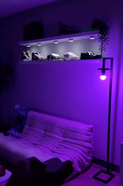 Gaming Lights, Led Home Decor, Apartment Therapy Inspired Decor, Led Lights For Bedroom, Mens Room Decor, Small Room Makeover, Hypebeast Room, Lights For Bedroom, Chill Room