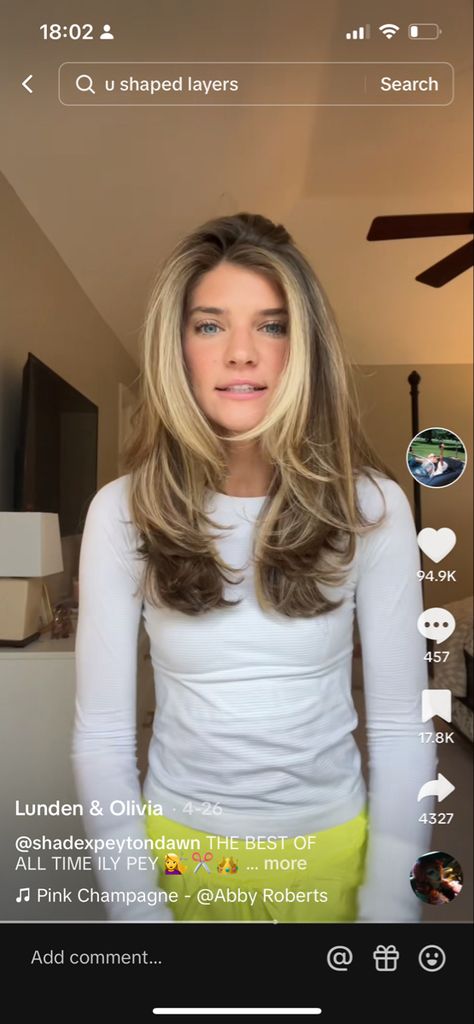 Acquired Style Hair, Olivia And Lunden Hair, Lunden And Olivia Hair, Olivia Bennett Hair, Olivia Stallings Hair, U Shaped Layers, U Shaped Layered Hair, Long Brown Hair With Layers Face Framing, Topanga Haircut