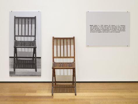 Joseph Kosuth. One and Three Chairs. 1965 Joseph Kosuth, Wood Folding Chair, Marcel Duchamp, Robert Rauschenberg, Conceptual Artist, Text Art, Sculpture Installation, Land Art, Conceptual Art