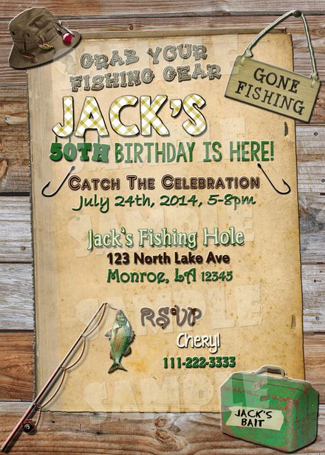 Printable FISHING BIRTHDAY INVITATION by GlitterAndShineShop Fishing Party Invitations, Gone Fishing Party, Fishing Invitations, Fishing Theme Party, Fishing Birthday Invitations, Fishing Themed Birthday Party, Fishing Birthday Party, Fishing Party, Sulphur Springs