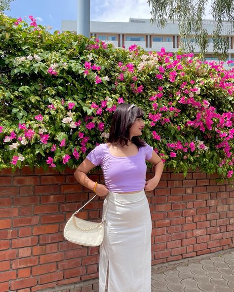 Lavender hues 🪻💜🤍 . . . . . . . . . . (Garden aesthetics , white skirt , lavender top , flowers , Chandigarh , outfit of the day , girly aesthetics ,spring , ) #lavender #lavenderhaze #gardenaesthetics #realme #smile #discoverunder50k #cuteoutfit #chandigarh #whiteskirt #skirt #croptop #summer #chandigarh_diaries #picsartedit #aesthetic #gardenaesthetic #vscoedits #smile #portrait #eyebrown #flowers #happyfaces #gardenshoot #hairstyle #eyebrown #peachoutfit #picsartedit #happyfaces #Cuba... Cuban Da Savage, Girly Aesthetics, Peach Clothes, Smile Portrait, Garden Aesthetics, Top Flowers, Lavender Tops, Fashion Illustration Dresses, White Skirt