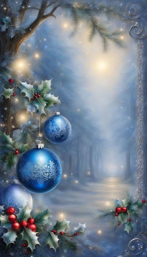 Christmas In Blue, Christmas Winter Wonderland, Christmas Wallpaper Iphone Cute, Merry Christmas Wallpaper, Merry Christmas Pictures, Christmas Scenery, Xmas Wallpaper, Christmas Artwork, Cute Christmas Wallpaper