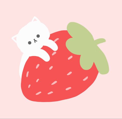 #strawberry #cat #icon #widget #cute #pink #red Widget Cute, Strawberry Cat, Strawberry Art, Icon Widget, Phone Inspiration, Cat Icon, Pastel Pink Aesthetic, Cute Strawberry, Collage Poster