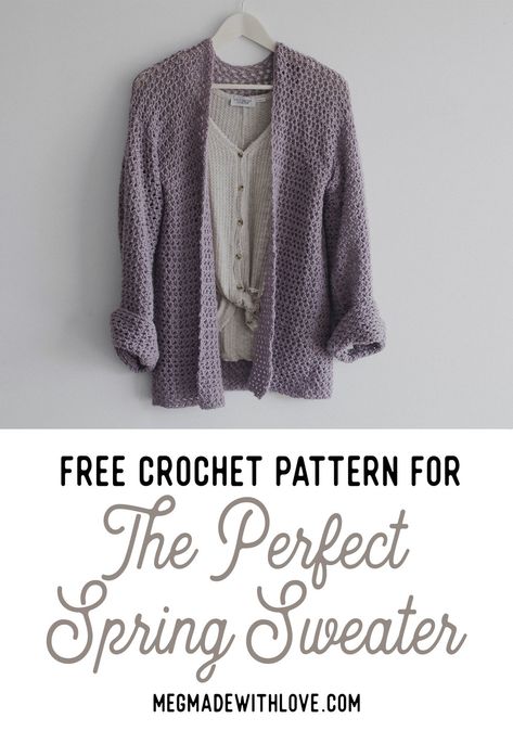 Free Crochet Pattern for The Perfect Spring Sweater — Megmade with Love Crochet Cardigan Pattern Free, Comfy Cardigan, Black Crochet Dress, Crochet Cardigan Sweater, Confection Au Crochet, Mode Crochet, Crochet Jacket, Spring Sweater, Crochet Cardigan Pattern