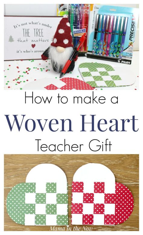 This Christmas give your teacher a gift she will really love to use. Using this free template, make a woven heart. This is the perfect teacher gift. This handmade teacher gift is sure to win the heart of every teacher. This Danish Christmas heart is an adorable and easy craft for your kids to do for their teacher. Let them show their teachers how great they are. Help them make these great Danish Christmas hearts. #christmas #teacher #ad #craft #holiday Hygge Diy, Hygge Inspiration, Handmade Teacher Gifts, Woven Heart, Danish Christmas, Christmas Heart, Pretty Pens, Beautiful Christmas Decorations, Heart Template