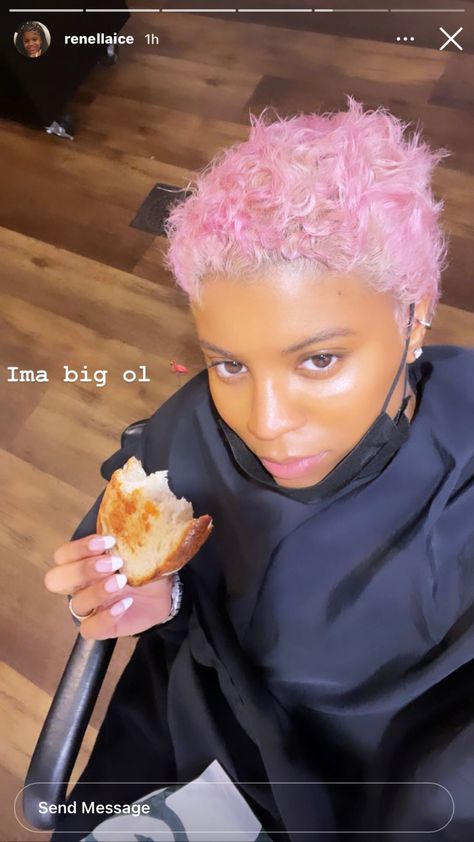 Pink Haircut Black Women, Colored Twa Natural Hair, Buzzcut Dyed Hair Black Women, Pastel Buzzcut, Dyed Twa, Light Pink Short Hair Black Women, Dyed Short Natural Hair, Short Dyed Hair Black Women, Pink Natural Hair