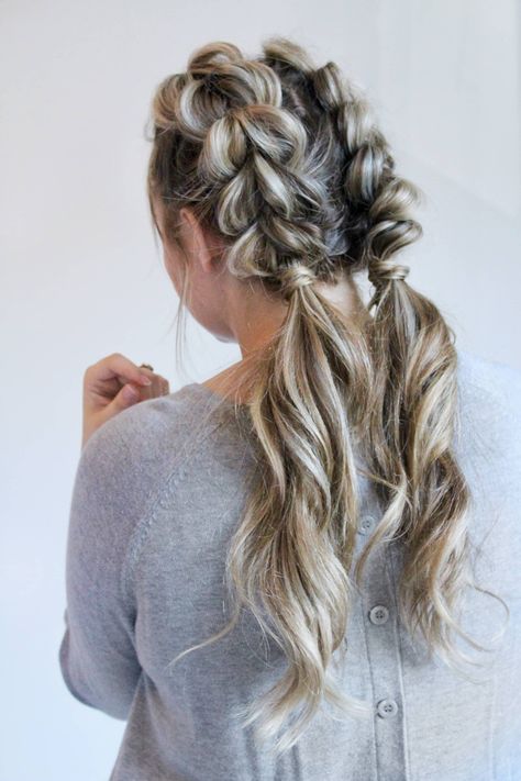 Pull Through Braid Pigtails, Braid Pigtails, Pull Through Braid, Big Braids, Easy Hairstyles For Medium Hair, Braided Hairstyle, Pigtail Braids, Fishtail Braid, Pigtail Hairstyles