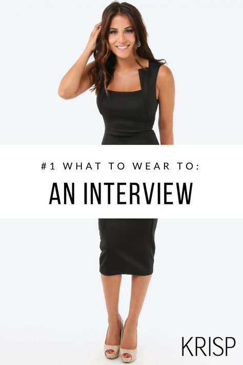 Interviews are nerve-wracking enough without having to worry about what to wear. How much is too much, how much is too little, and how do you reach that perfect sweet spot of put together, fun and confident, but still professional? Krisp is here with 5 sweet style tips to help you pick out your perfect interview outfit to completely nail that first impression with a prospective employer! Black Dress Interview Outfit, Interview Dresses Women, Interview Outfit Dress, Dress Interview Outfit, What To Wear To An Interview, Interview Dress, Interview Outfits Women, The Interview, Statement Dress