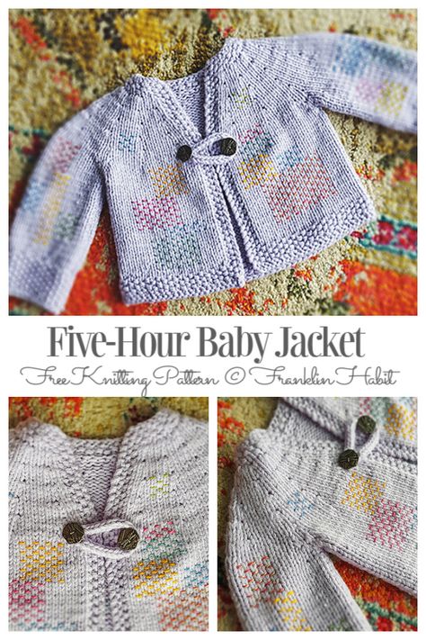 Five-Hour Baby Jacket Free Knitting Pattern - Knitting Pattern 5 Hour Baby Sweater Free Pattern, Baby Jackets Pattern, Knit Baby Jackets, Bunny Sweater, Bulky Knit, Baby Sweater Knitting Pattern, Knit Projects, Knit Baby Sweaters, Baby Knits