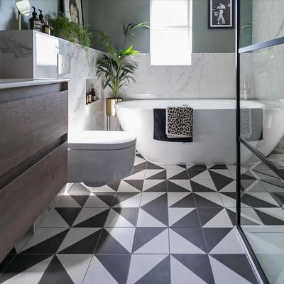 Patterned Tiles - Metro Tiles UK Black Tile Bathrooms, Black And White Tiles Bathroom, Black Floor Tiles, White Bathroom Tiles, White Tile Floor, Parisian Cafe, Black And White Tiles, Feature Tiles, Black Tiles