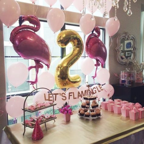 Birthday With Family, Flamingle Party, Second Birthday Party, Let's Flamingle, Kids Themed Birthday Parties, Flamingo Birthday, Girl Birthday Themes, First Birthday Party Themes, Sweet Birthday