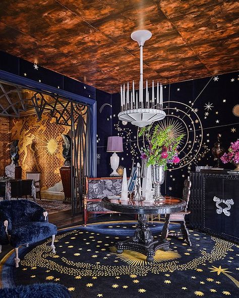 Favorite Spaces from Kips Bay Dallas – One Kings Lane — Our Style Blog Hot Room Aesthetic, Goth Office, Ken Fulk, Star Room, Celestial Aesthetic, Office Vibes, The Shade Store, Whimsy Goth, Bedroom Red