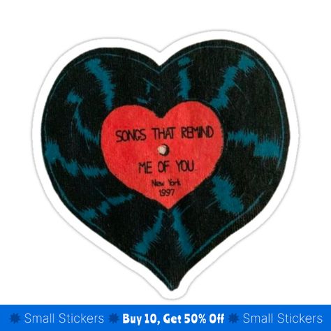 Decorate laptops, Hydro Flasks, cars and more with removable kiss-cut, vinyl decal stickers. Glossy, matte, and transparent options in various sizes. Super durable and water-resistant. songs that remind me of you heart record Heart Record, Record Sticker, Grunge Music, Ipad Background, Record Art, Heart Tee, Downtown Girl, Poster Stickers, Cute Songs