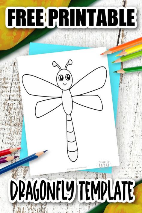 Dragon Fly Template Free Printable, Dragonfly Template Free Printable, Happy Birthday Dragonfly, Insects Prek, Dragonfly Template, Birthday Dragonfly, Dragonfly Outline, Bug Activity, Dragonfly Printable