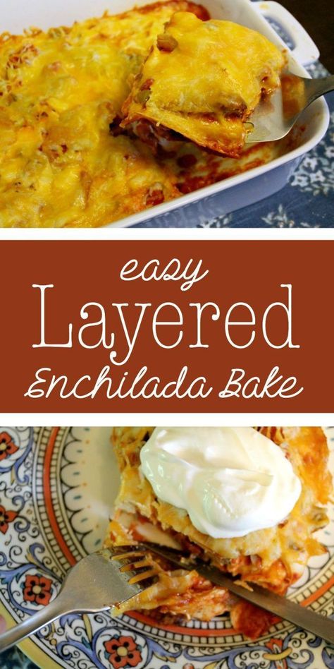 Easy Layered Enchilada Bake + Giveaway - Kendall Rayburn Cheap Meal Plans, Chicken Enchilada Bake, Enchilada Bake, Layer Chicken, Freezer Friendly Meals, Dinner Plan, Freezer Friendly, Easy Weeknight Meals, Rock Stars