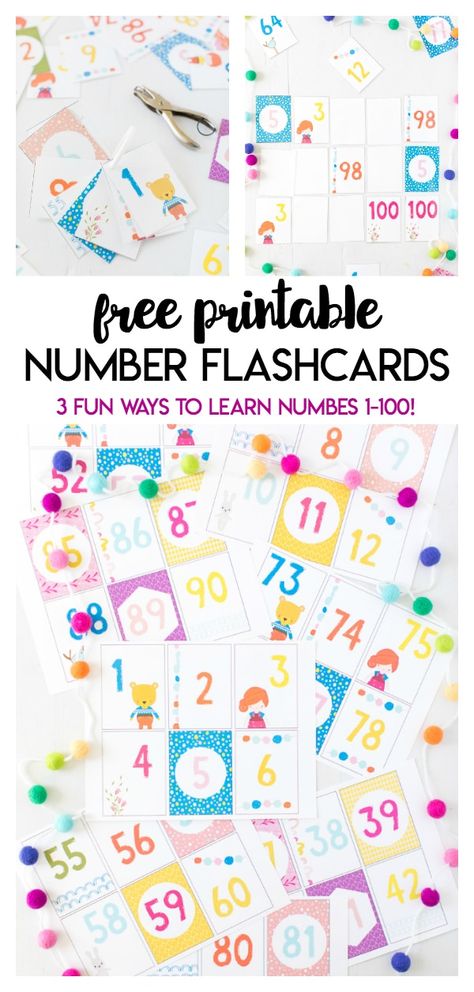 Color Activities For Toddlers, Flash Cards For Kids, Counting Activities Preschool, Flashcards For Toddlers, Free Printable Numbers, Number Flashcards, Teaching Numbers, Kindergarten Games, Flashcards For Kids