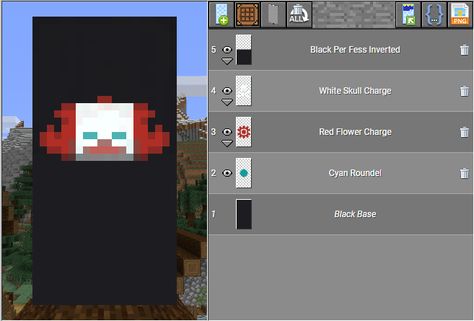 Minecraft Banner Designs Loom, Halloween Minecraft Banners, Minecraft Halloween Banners, Minecraft Shield Banner Designs, Clown Banner, Minecraft Banner Ideas, Banner Minecraft Tutorials, Cool Banner Designs Minecraft, Banners Minecraft