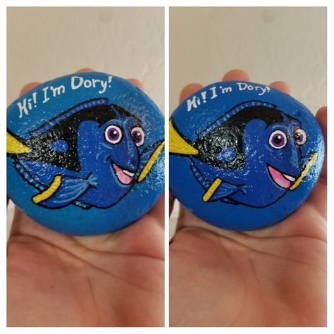 Painting Rocks, Finding Dory, Painted Rock, Painted Stones, Say Hi, Rock Painting, Stone Painting, Both Sides, Painted Rocks