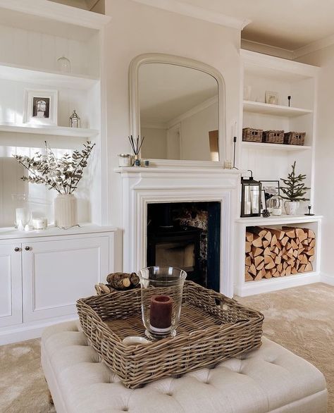 Alcove Ideas Living Room, Log Burner Living Room, Lounge Room Styling, New House Living Room, Built In Shelves Living Room, Victorian Living Room, Classy Living Room, Cosy Living, Living Room Decor Fireplace