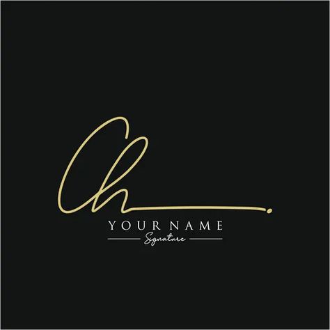 Ch initial handwriting logo with circle template Vector Image Ch Logo Design, Logo With Circle, Handwriting Logo, Name Signature, Circle Template, Business Company, Beauty Business, Wedding Beauty, Business Names