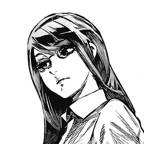 𝐌𝐚𝐧𝐠𝐚 : Tokyo Ghoul ||「東京喰種」 Rize Kamishiro, Manga Tokyo Ghoul, Tokyo Ghoul, A Girl, Long Hair, Tokyo, Black And White, Tags, Hair