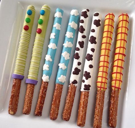 Toy Story Cakesicles Ideas, 1st Toy Story Birthday Party Ideas, Toy Story Chocolate Covered Pretzels, Toy Story Birthday Party Favor Ideas, Toy Story Birthday Party Desserts, 3rd Toy Story Birthday, Toy Story 4th Birthday Cake, Toy Story Cookies 1st Birthday, Toy Story Halloween Party