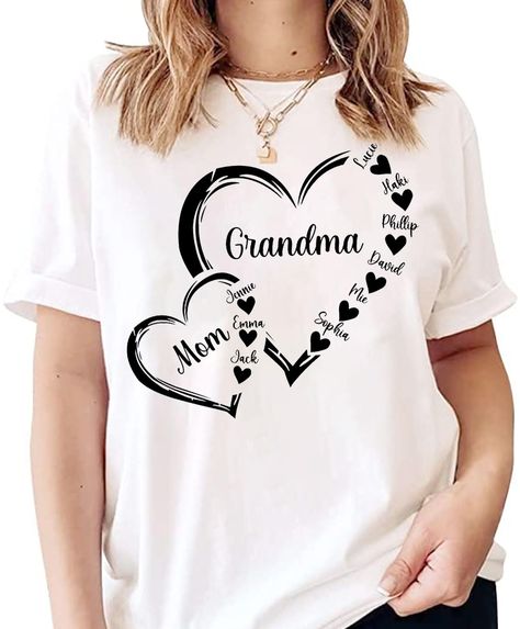 PRICES MAY VARY. 💝 EASY TO CUSTOMIZE: Just click the "Customize" button to select the Size, Color, and Shirt Type and Add Your Personalization then complete your order. Available for T-shirts, Sweatshirt, and Hoodie - Sizes: Ranging from S to 4XL. For Grandma, Mom, Mama, Mimi, Nana, Oma, Yaya, Mommy, Mom-Mom, Memaw, Mamaw, Gigi, on birthdays, anniversaries, Valentines, Mother's Day, Father's Day, Halloween, Thanksgiving, Christmas,... 💝 SPECIAL CUSTOM GRANDMA SWEATSHIRT: Unique personalized gi Embroidery Stencils, Mom Appreciation Gifts, Mother Days, Aunt Birthday, Grandma Sweatshirt, Heart Tshirt, Reunion Shirts, Shirt Sayings, Grandma Shirt