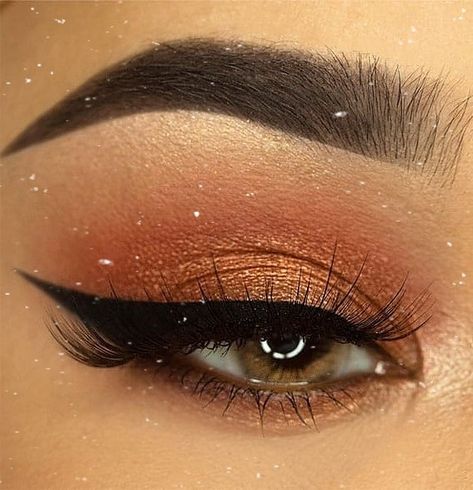 Beautiful orange/peach tones Eyeshadow For Orange Dress, Prom Makeup Looks For Orange Dress, Orange Prom Makeup Looks, Prom Makeup Orange, Simple Orange Makeup Looks, Orange Prom Makeup, Rust Makeup Look, Burnt Orange Eyeshadow Looks, Orange Dress Makeup Ideas