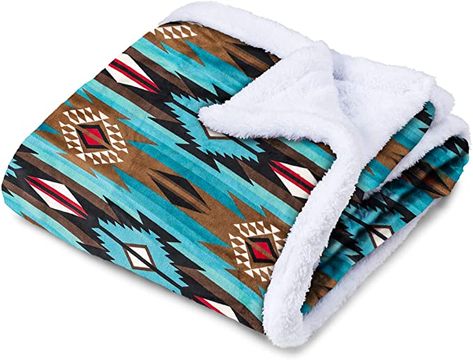 Amazon.com: TrailCrest Ultra Soft Sherpa Fleece Throw Blanket, Cozy Plush Adult Blanket for Men & Women, Reversible with Aztec Prints, Machine Washable, 6 Colors : Everything Else Western Blanket, Western Blankets, Native American Blanket, Aztec Blanket, Pink Mountains, Adult Blanket, American Gifts, Blanket Cozy, Sewing Pillows