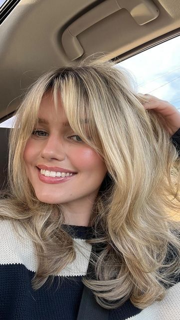 Medium Length Hair With Fringe And Layers, Blonde Haircut Bangs, Feathery French Bangs, Wispy Curtain Bangs Short Hair, Shay Sullivan Hair, Haircuts For Flat Hair, Square Face Haircut, Shay Hair, Curtain Bangs Wispy