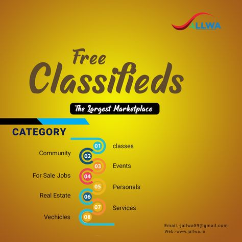 Jallwa- Provides services in Classified, classified sites in india, free classifieds sites list,Online Classified Ads. #classifieds #business #business_marketing #feature_business #marketing #local_business #online_shopping #advertising #website #jallwa. Shopping Advertising, Free Ads, Local Business, Business Online, Classified Ads, Local Businesses, Business Marketing, Online Shopping, Social Media