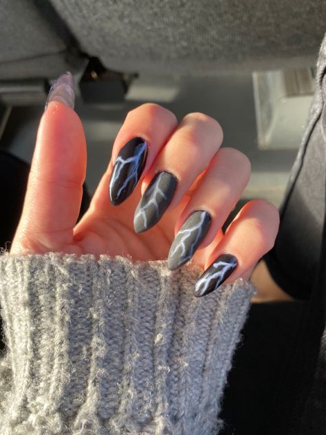 Thunder Nail Design, Thunder Nail Art, Marvel Nail Art, Thunder Nails, Lightning Nails, Marvel Nails, Thunder Design, Cool Hair Color, Nails Nailart