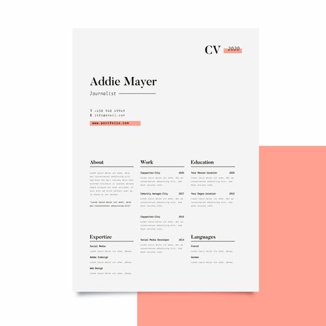 Minimal Resume Design, Design Cv Template, Professional Resume Design, Cv Inspiration, Resume Cover Letter Template, Minimalist Resume Template, Minimal Resume, Brochure Inspiration, Minimalist Resume