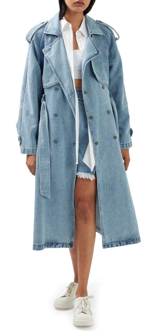 Belle & Bloom Wild Skies Denim Trench Coat | Nordstrom Coat Styling, Bloom And Wild, Trench Coat Outfit, Denim Trench Coat, Trench Coat Style, Classic Trench Coat, Jumper Shirt, Girls Jacket, Coat Fashion