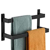 Check this out! Hanging Towel Rack, Black Towel Bar, Wall Towel Racks, Bath Towel Holder, Wall Mounted Towel Rack, Towel Shelf, Double Towel Bar, Bar Storage, Black Bath