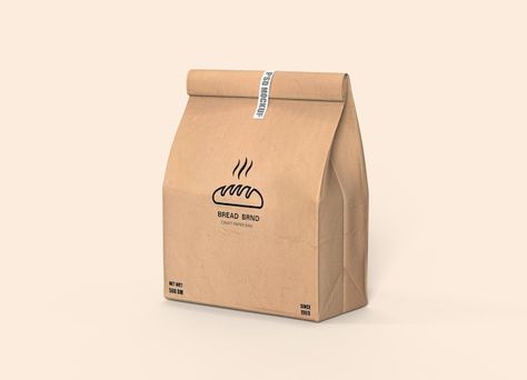 Kraft paper bag mockup for bread | Premium Psd #Freepik #psd #packaging-mockup #pouch-packaging #food-packaging #food-bag Tea Packaging Mockup, Bread Bag Design, Paper Pouch Packaging, Paper Bag Drawing, Mockup Pouch, Food Paper Bag, Paper Bag Mockup, Bread Packaging, Tea Packaging Design