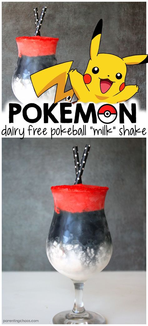 Pokémon Dairy Free Pokéball Shake ⋆ Parenting Chaos Pokemon Recipe, Pokemon Snacks, Geek Food, Pokemon Birthday Party, Fun Lunch, Pokemon Party, Pokemon Birthday, Fun Kids Food, Alcohol Recipes