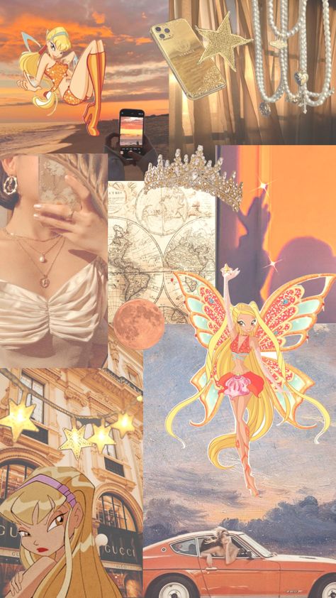 Stella Winx Club Aesthetic Wallpaper, Winx Club Aesthetic Stella, Winx Stella Wallpaper, Stella Winx Club Wallpaper, Winx Stella Aesthetic, Stella Winx Club Aesthetic, Stella Core, Winx Wallpapers, Winx Wallpaper