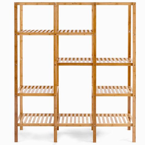 Bamboo Plant Stand, Wall Bookcase, Kitchen Organizer Rack, Best Closet Organization, Bookcase Shelf, Bamboo Shelf, Bamboo Construction, Hanging Closet Organizer, Bamboo Plant