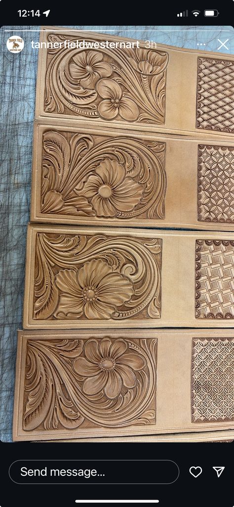 Leather Carving Patterns Free, Leather Design Pattern, Western Leather Work, Leather Tooling Patterns Printable, Handmade Leather Work, Custom Leather Work, Cactus Drawing, Leather Stamping, Leather Working Patterns