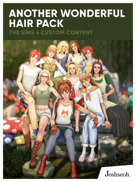 Another Wonderful Hair Pack | Patreon Harvest Moon Story Of Seasons, Female Main Character, Moon Story, Sims 4 Seasons, Story Of Seasons, Sims 4 Game Mods, Tumblr Sims 4, Play Sims, Packing Clothes