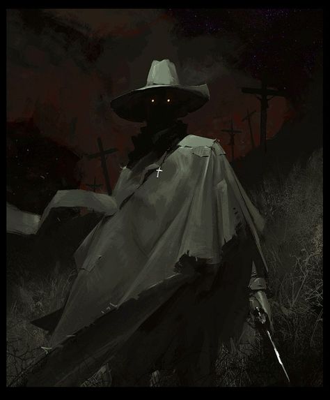 Apocalypse by Oliver Odmark - Paintable is bringing you some of the spookiest digital paintings that will get you into the Halloween spirit and inspire your next masterpiece. Get out your tablet open your Photoshop or Procreate and start painting. Digital Painting Inspiration - Paintable.cc gallery #digitalart #digitalpainting #halloweenart Cloak Drawing Reference, Hsr Oc, Phone Paper, Arte Occulta, Aesthetic Prints, 다크 판타지, Male Character, Cowboy Art, Original Characters