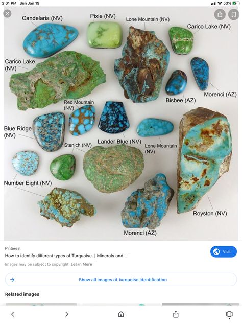 Types Of Turquoise, Gemstones Chart, Turquoise Stone Jewelry, Gemstones Crystals, Turquoise Jewelry Native American, Rock Minerals, Crystals Healing Properties, Crystal Healing Stones, Mineral Stone