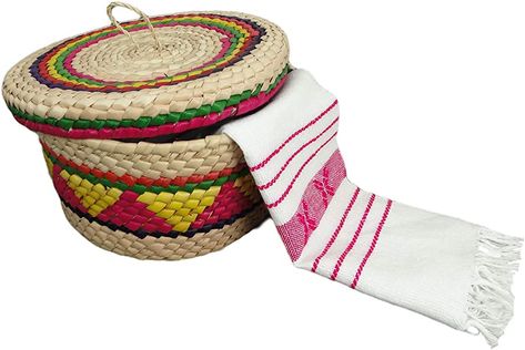 Amazon.com: Pack of 1 Mexican Handmade Palm Basket and 1 Woven Napkin Cloth (servilleta Mexicana) 100% Cotton Eco Friendly Tortilla Warmer (tortillero) for Party, Fiesta Decoration : Home & Kitchen Mexican Theme Party Decorations, Mexican Table Runner, Handmade Napkins, Tortilla Warmer, Fiesta Party Decorations, Mexican Serapes, Fiesta Decorations, Linen Store, Decoration Kitchen