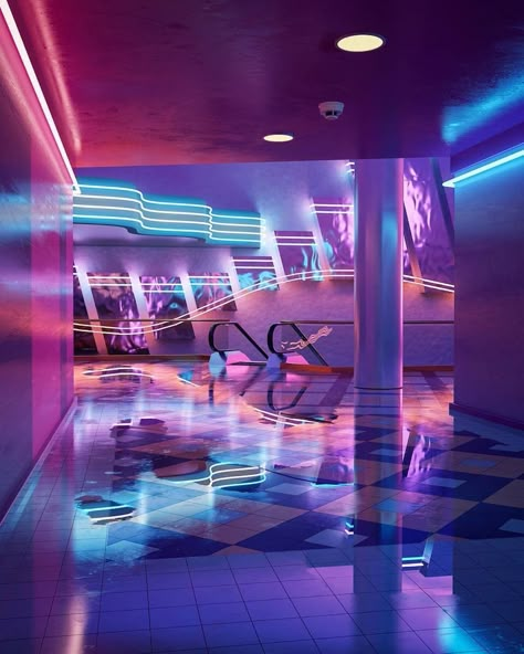 Nightclub Design, Neon Room, New Retro Wave, Aesthetic Space, 80s Aesthetic, Vaporwave Aesthetic, Neon Aesthetic, Retro Waves, Weird Dreams